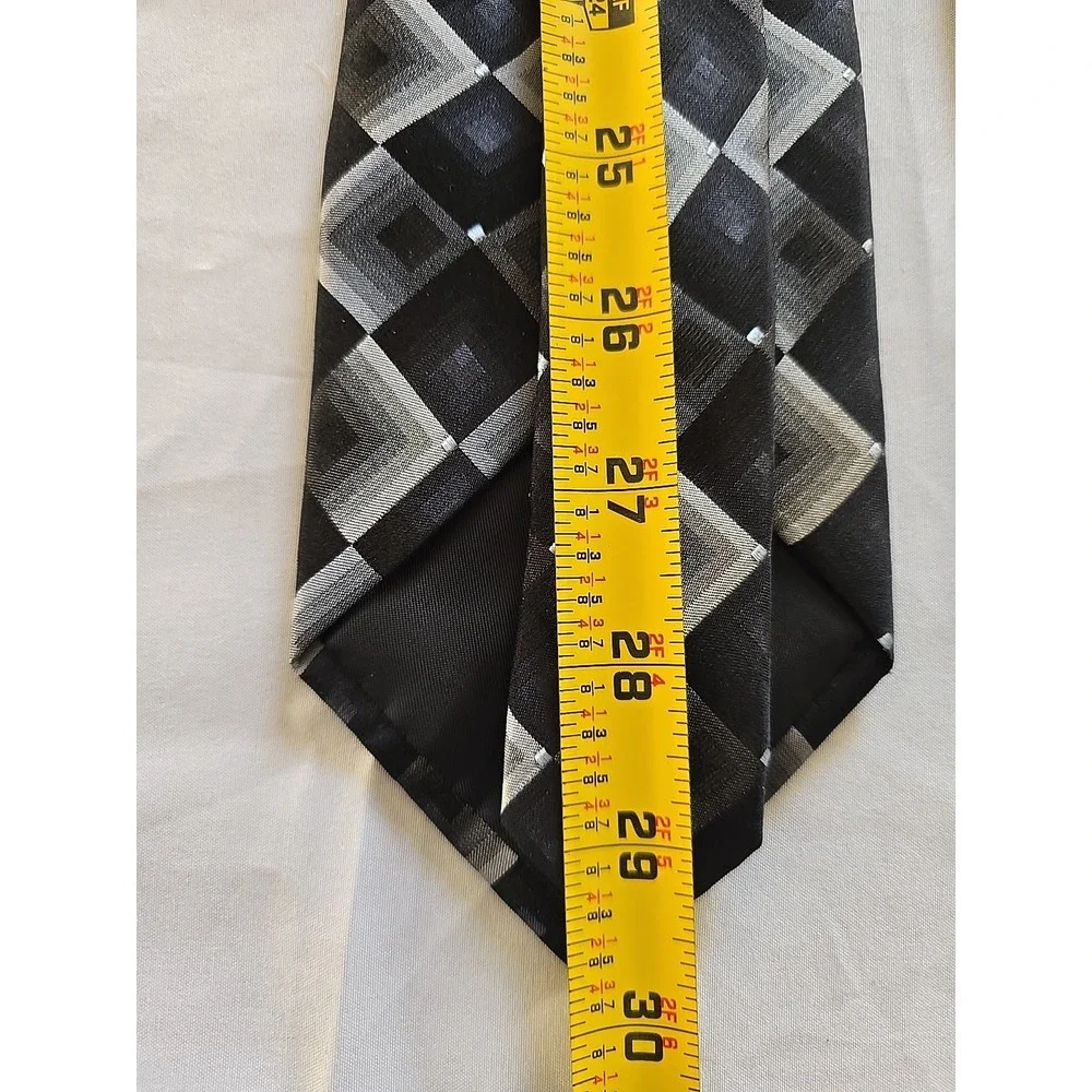 Tie Lot Of 2 Vintage Stafford Neck 100%‎ Silk Blue Black Geometric Gray Design